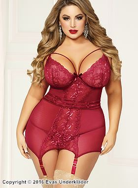 Elegant bustier, stropper over bysten, blondepanel, plus size